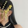 Crystal Tassel Bell Hair Clip Vintage Chinese Style Side Clip Fashion Ethnic Style Hair Hoop  Women