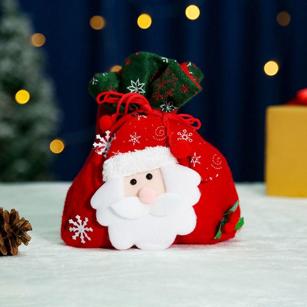 Snowman Santa Claus Storage Bag Candy Bags Christmas Gift Bag Xmas Drawstring Bags Wrapping Pouch