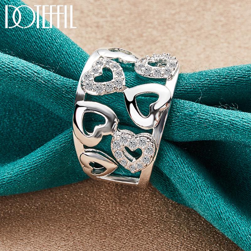925 Sterling Silver Heart-Shaped AAA Zircon Ring Fashion Wedding Jewelry