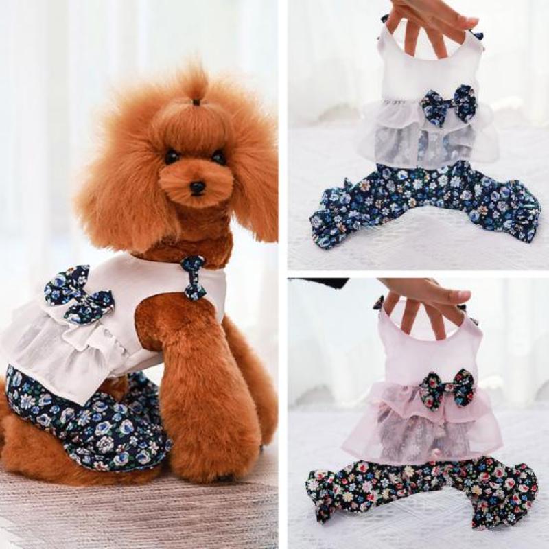 Pet Dog Clothes Spring and Summer Thin Breathable Four-legged Skirt Pet Clothing