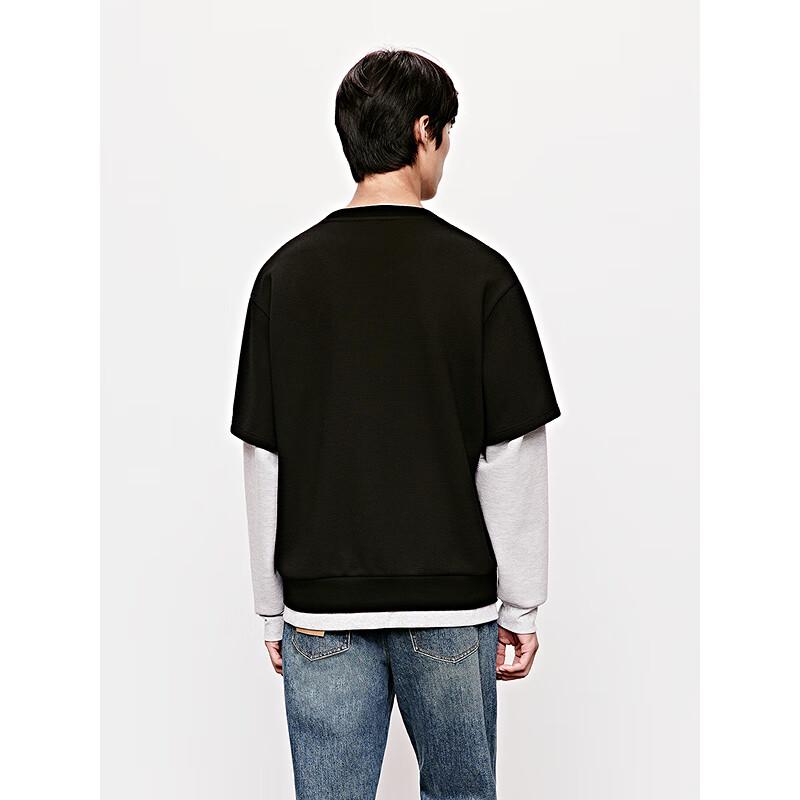 Мужской свитшот GXG с текстурой, имитирующий многослойность, с круглым вырезом