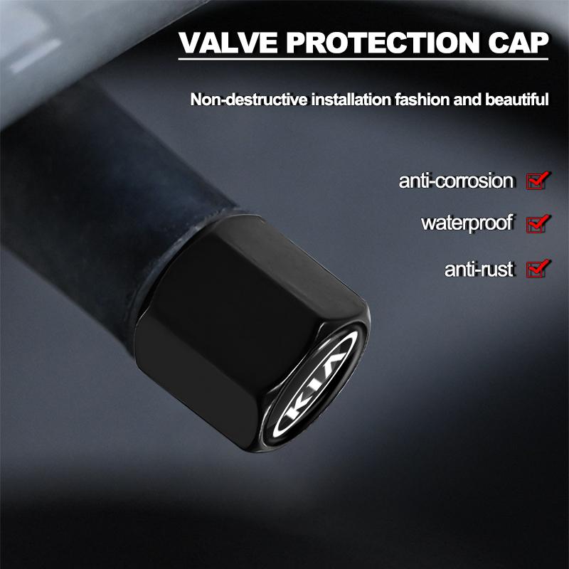 Kia Комплект колпачков для вентилей шин с логотипом и брелок-ключ с гаечным ключом - Совместим с различными моделями