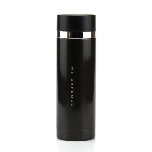 Pearl Metal 300ml Stainless Steel Water Bottle, Direct Drinking, Black Leather, Premium My Cafe Slim, H-6934