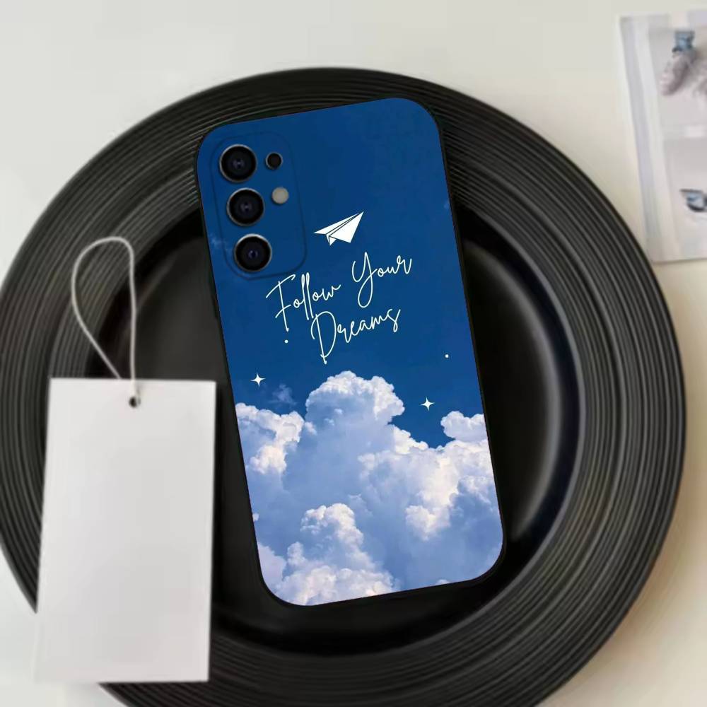 Simple Cloud Letters Pattern Phone Case Black Silicone Soft For Samsung S25,S24,S21,S22,S23,S30,Ultra,S20,Plus,Fe,Lite