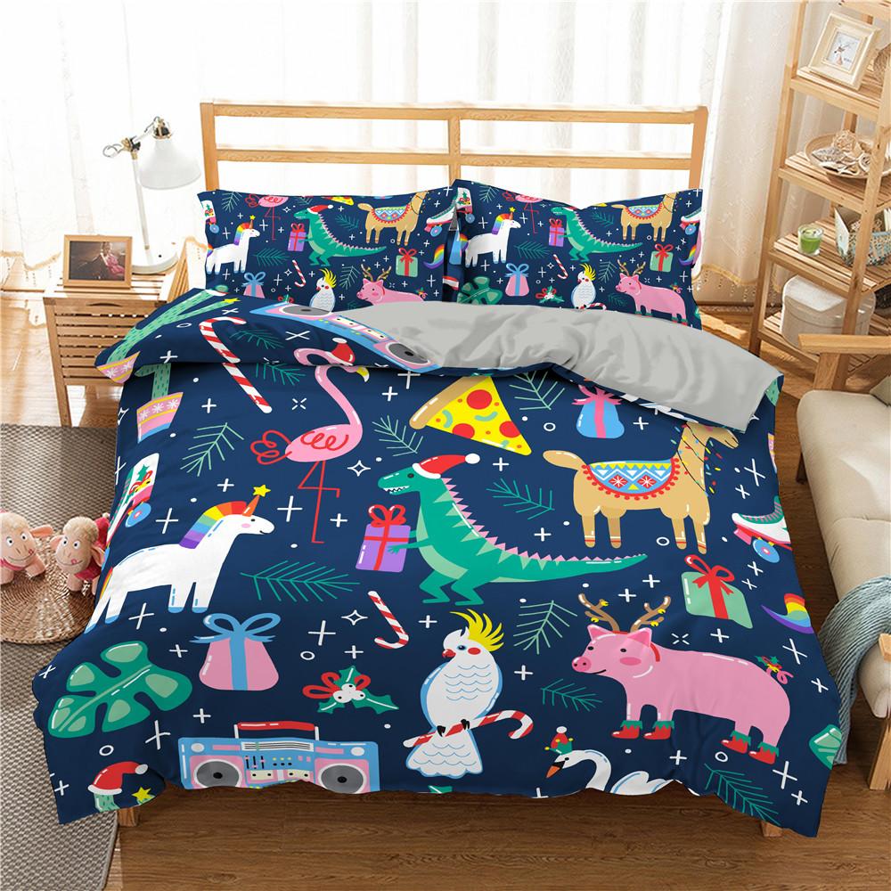 Cartoon Dinosaur Duvet Cover King Queen Kids Jurassic World Stegosaurus Tyrannosaurus Bedding Set 2/3pcs Polyester Quilt Cover