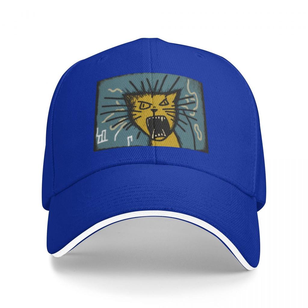 Wack crazy cat hissing yellow blue Baseball Cap dad hat Kids Hat Mens Caps Womens
