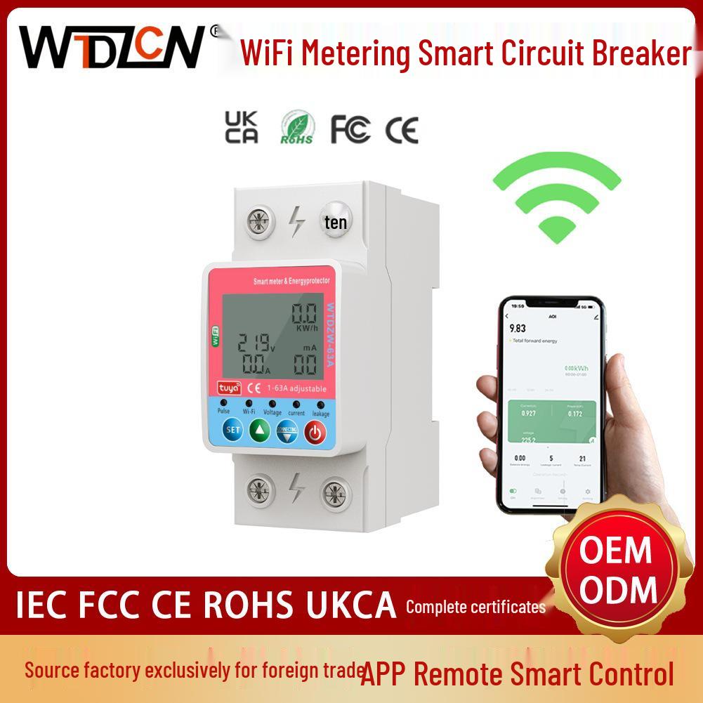 Smart Graffiti Circuit Breaker 63A 2P with Mobile Remote Control Timer & Overcurrent Leakage Protection