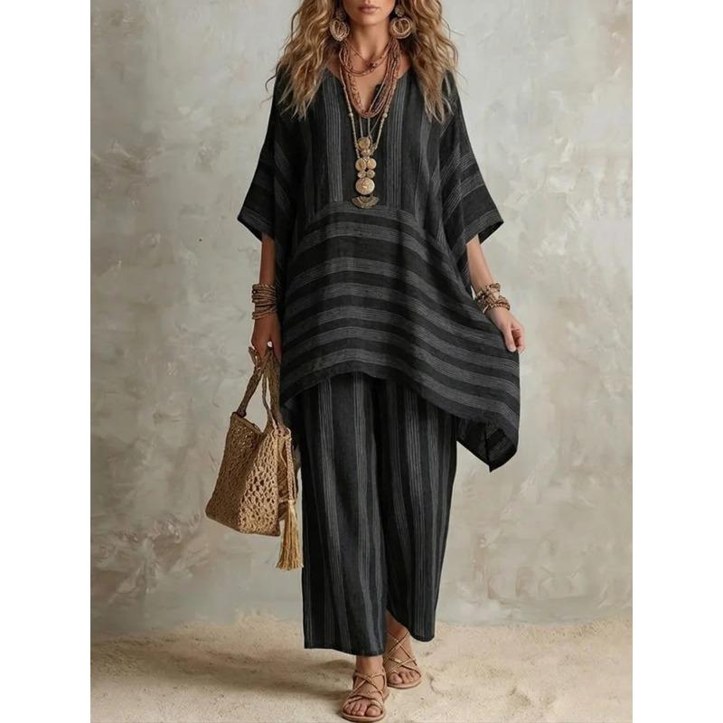HNXC Women's Fashion Casual 3/4 Sleeves V Neck Pants Suits Classic Exquisite