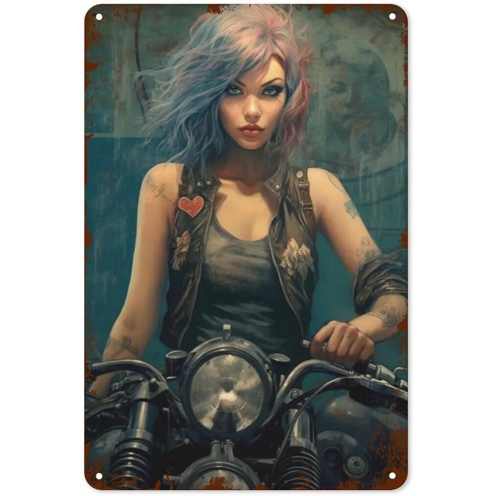 Металлические жестяные вывески Pin Up Девушка Женщина Мотоцикл Сексуальная Девушка Винтаж Забавные Художественные Настенные Украшения для Дома Мужчина Пещера Гараж Кафе Бар Клуб