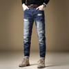 Весенние и осенние удобные джинсы, модные брендовые поцарапанные и сломанные прямые джинсовые брюки-трубы, мужские джинсы