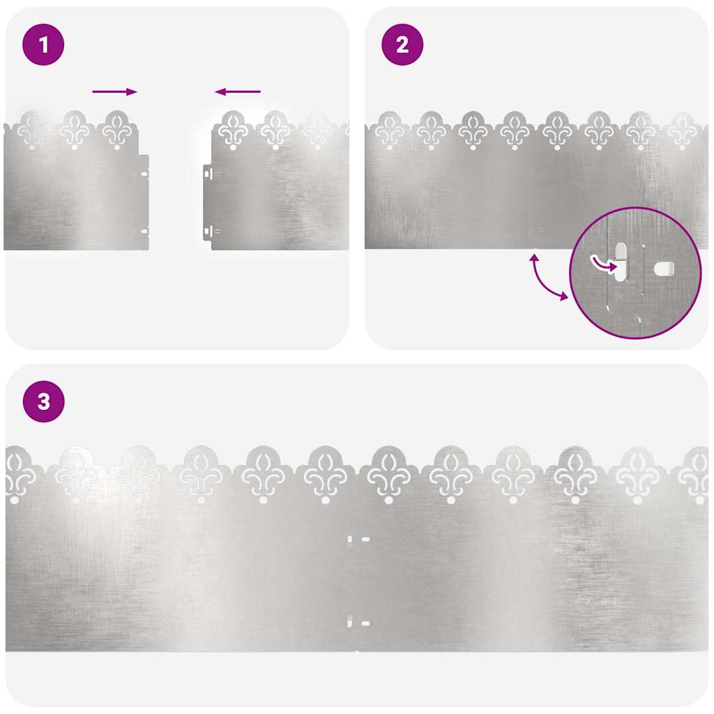 Lawn Edging 10 pcs Silver 103 x 0.05 x 22 cm Stainless Steel