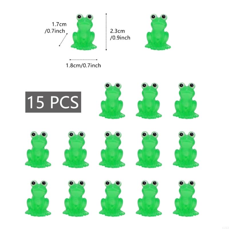 62KD 15 шт. Миниатюрные лягушки со светящимся эффектом Зеленые смолы светятся в темноте Фигурки лягушек Фигурки для садового ландшафтного декора