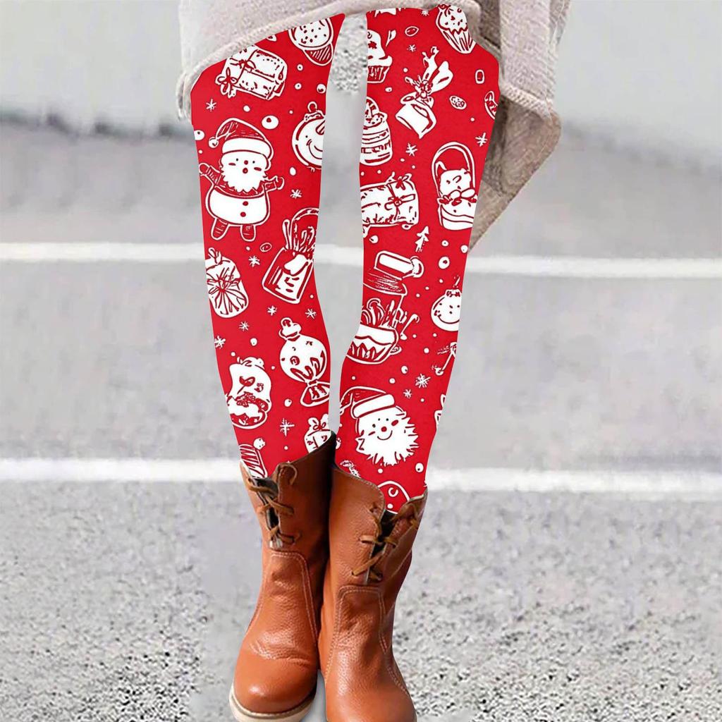 Женские брюки с рождественским принтом, эластичные, мягкие, повседневные, домашние, спальные брюки