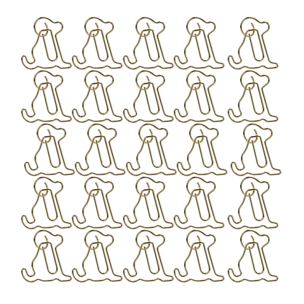 25pcs Shaped Paper Clips Metal Material Light Portable Golden Puppy Shapes Office Clips for