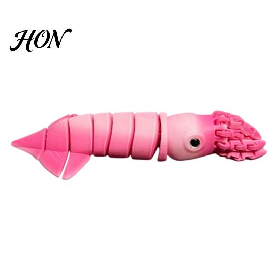 Flexible Jointed Squid Toys 3D Printed Articulated Toy, Movable Joints Figurine, Marine Animal Figures Simulated Sea Fidget Toy for Desktop Decoration