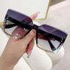 Gradient Rimless Square Sunglasses Women Brand Desiginer Vintage Green Pink Sun Glasses Ladies Shades Eyewear