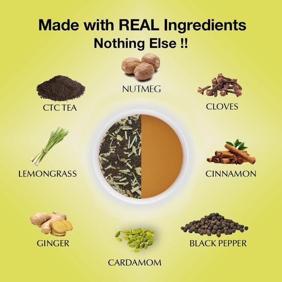 Tea Sense Lemongrass Masala Chai|Zesty Spicy Blend|Assam Ctc,Ginger,Cardamom,Clove,Cinnamon,Nutmeg,Black Pepper|Chaipatti,Tea Powder,800 Gram
