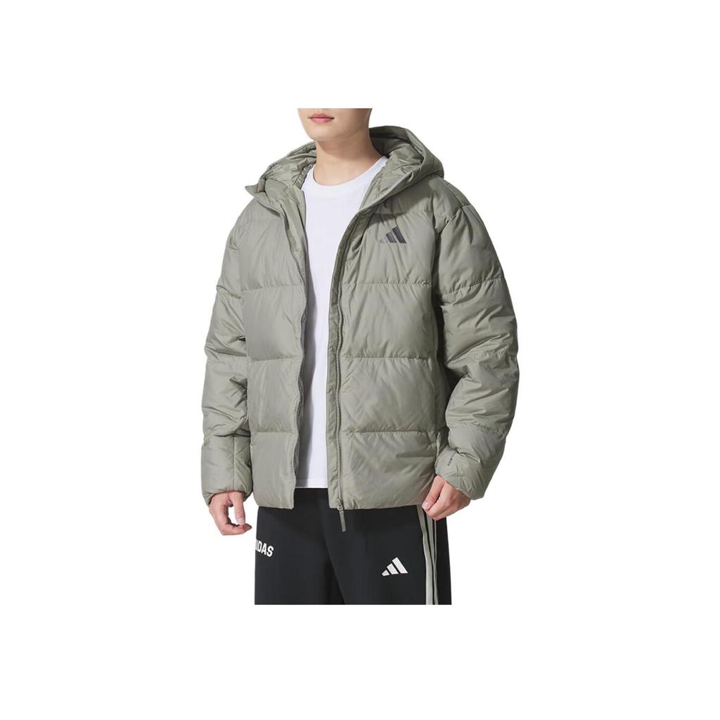 Новые пуховики Adidas Мужские Серо-зеленые KC2479