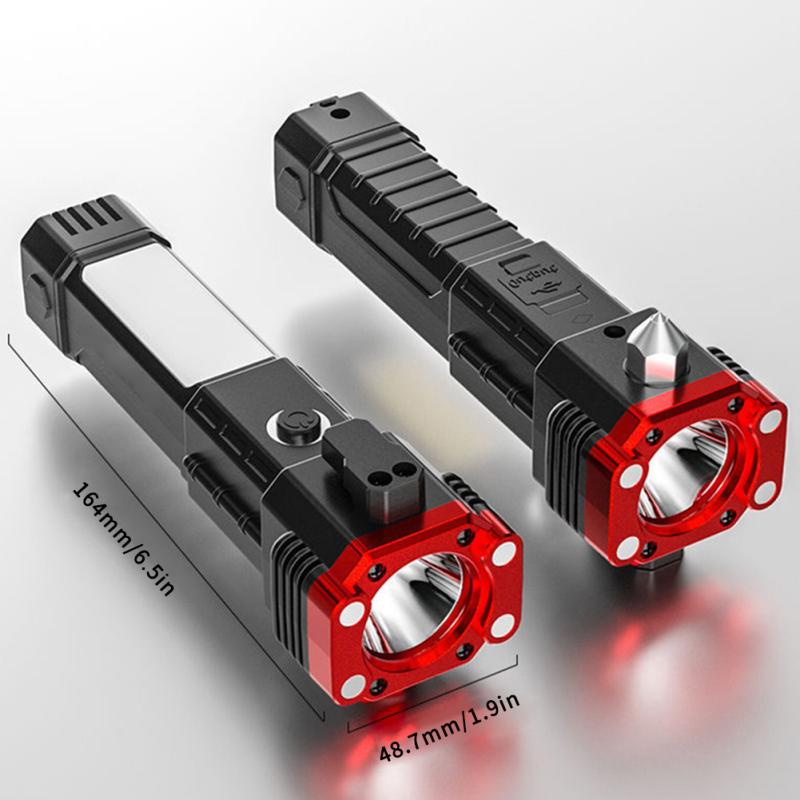 Фонарик Usb перезаряжаемый фонарик с молотком, ножом, аккумулятором, светодиодный рабочий свет для улицы