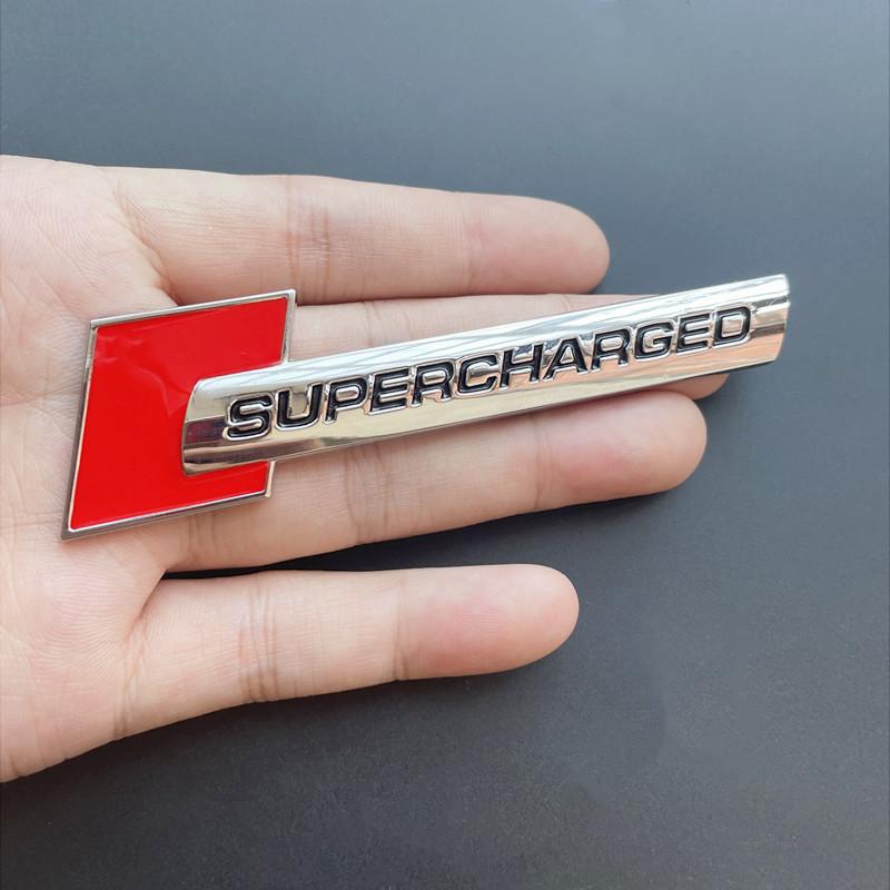 3D Metal Supercharged Emblem Badge Decal Car Sticker For 42s Q7 S Line A6 C6 A8 D4 S4 B8 S6 C5 V6 Supercharged Logo Accessoriess42