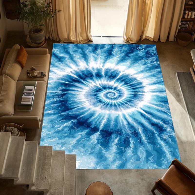 Irregular Color Handmade Tie-Dye Carpet Mandala Pattern Round Area Rug Non-slip Anti-slip Floor Mat Home Living Room Decor