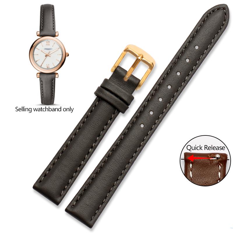 Ремешок для часов из натуральной кожи для Casio Citizen Fossil Однотонный ремешок для часов Folli Женский браслет Синий Розовый Коричневый 14 мм 16 мм 18 мм 20 мм