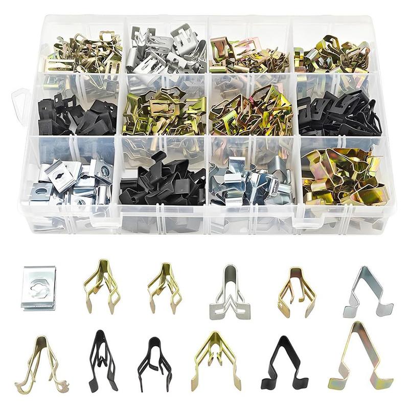 240 Piece Metal Car Mounting Clips Set with 12 Varieties for Fastening Interior Trim Boot Trim and Door Components in Vehicles