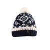 Women's Fair Isle Fur Pom-Pom Wool Hat with Earmuffs - Warm Knitted Winter Hat