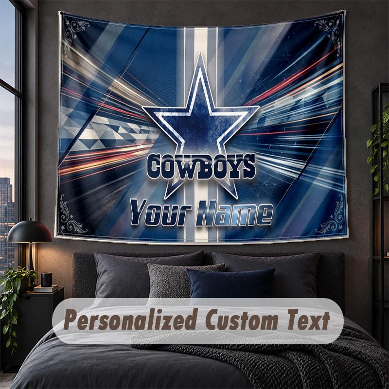 Custom Name Text Tapestry,Dallas Cowboys Decorative Wall Hanging, Background Tapestry For Home Bedroom