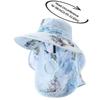 Wide Brim Tea Picking Work Hat UV Protection Fisherman's Hat Face Mask Sun Hat  Summer Outdoor