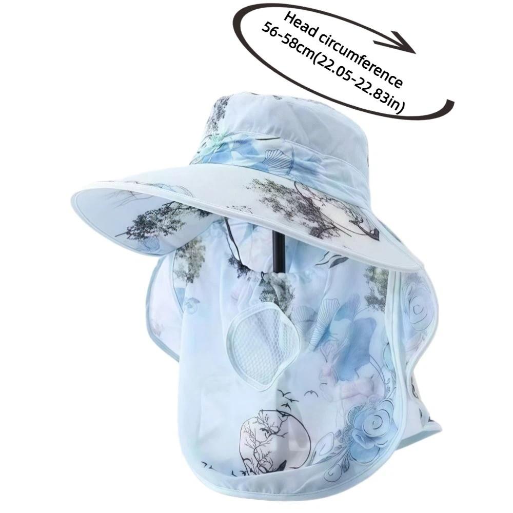 Wide Brim Tea Picking Work Hat UV Protection Fisherman's Hat Face Mask Sun Hat Summer Outdoor