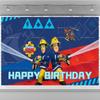 Boys Birthday Baby Shower Backdrop Cartoon Fireman Sam Design Indoor Wall Decor Kids Studio Portrait Photography Gift Supplies