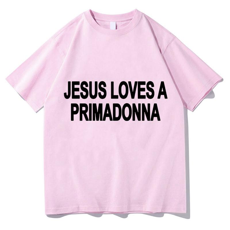 Футболки с принтом Nessa Barrett Jesus Loves A Primadonna Мерч Унисекс Одежда Тренд Повседневная С коротким рукавом Эстетичные Топы Одежда из чистого хлопка