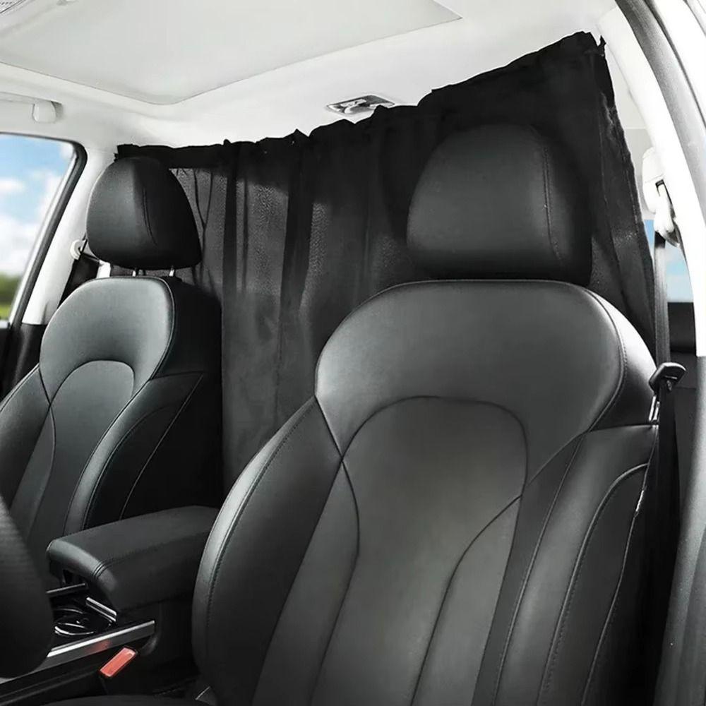 2/4Pcs Light Blocking Car Privacy Partition Curtain Black Seat Divider Curtain Outdoor