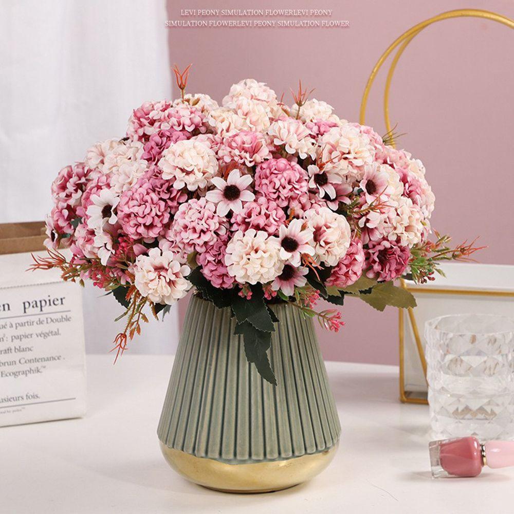 Декор Сделай сам Поделки Украшение дома Искусственный цветок Поддельный букет Ретро Шелковая роза Гортензия Пион