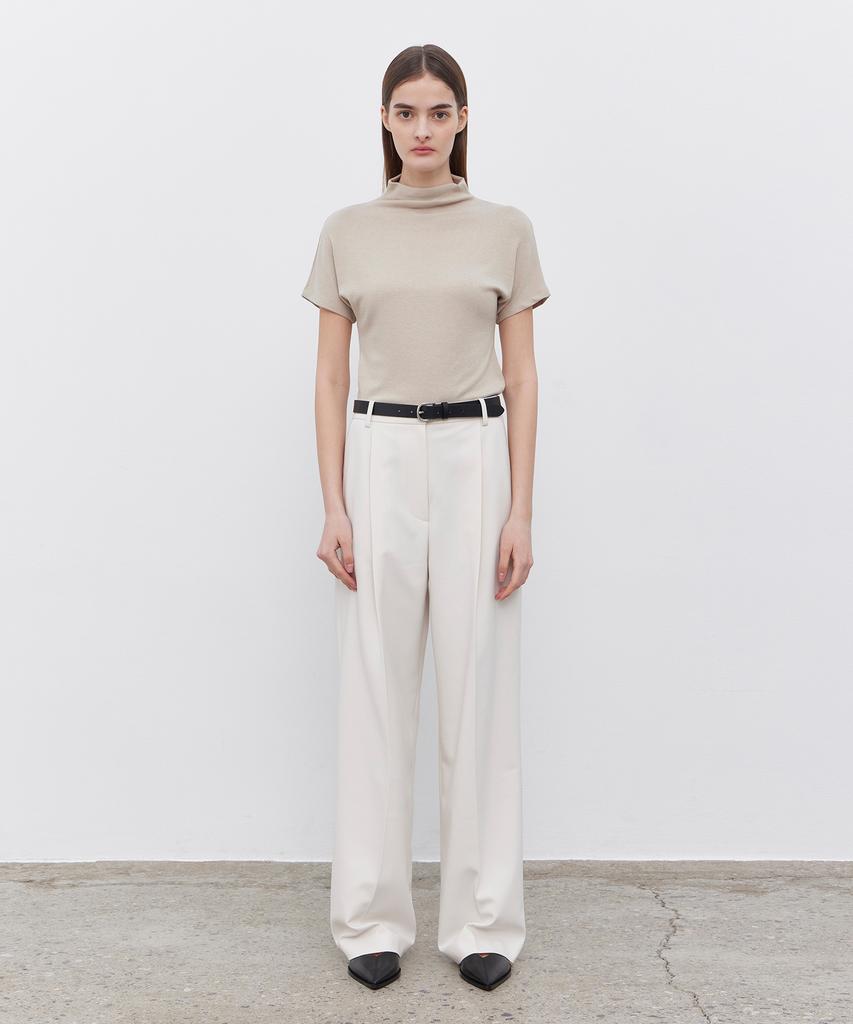 NOTIA Turtle Neck Half Sleeve T-Shirts - Beige