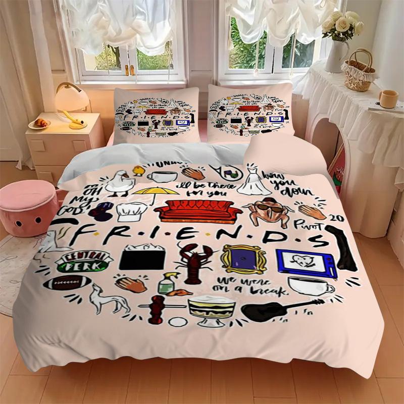 Friends Tv Show Artwork Print 3Pcs Bedding Setduvet Cover With 2 Bedropillowcase Home Birthday Gift