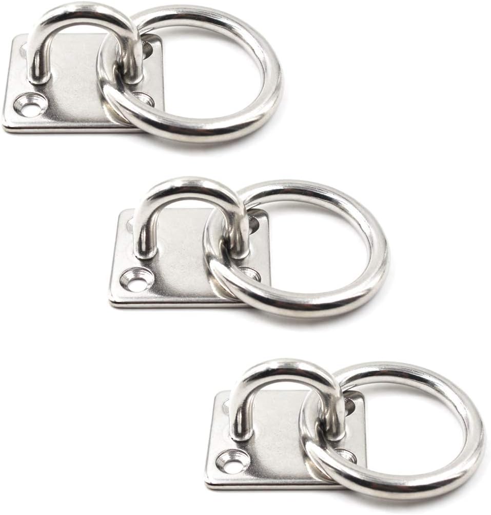Квадратная проушина из нержавеющей стали 304 – 5/16" (8мм) Крепление-якорь для йога-гамаков, лодочной оснастки, палубного оборудования – Варианты в упаковках по 2/3/4 шт.