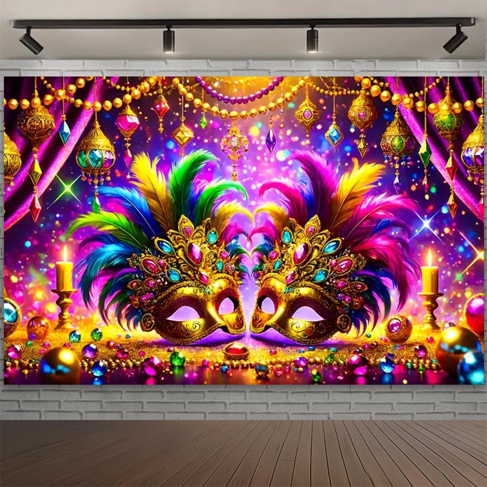Carnival Mask Ball Theme Party Photography Background, Adult Birthday Party, Family Party Decoration Photography Backdrop Cloth