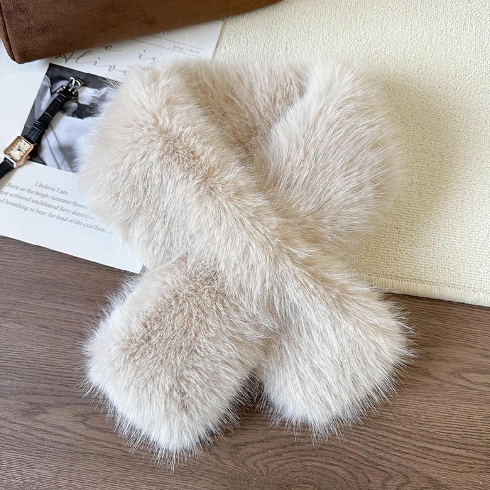Warm Imitation Fur Rabbit Scarf Thickened Cross Neck Scarf Kawaii Cross Scarf Women Girl