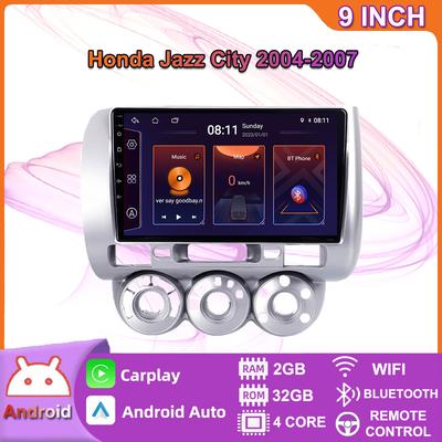 Беспроводное автомобильное радио Carplay для Honda Jazz City 2004-2007 Android мультимедийный видеоплеер GPS-навигация WIFI 2 + 32 ГБ