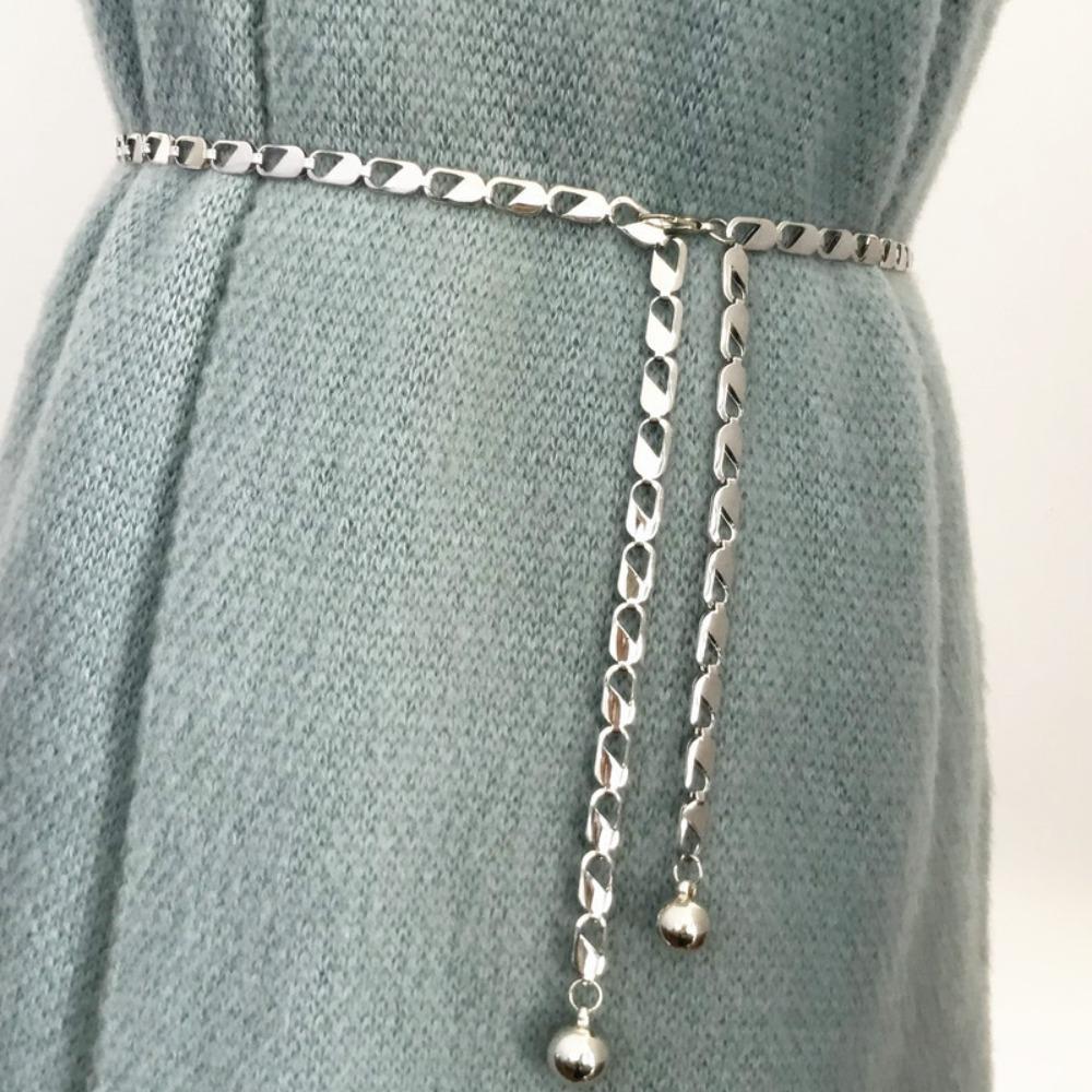 Metal Waist Chain Gold Sliver Color Belt Decoration Versatile Thin Belt Waistband Dress Skirt