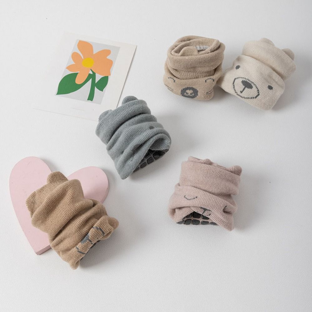 5Pairs Non-slip Toddle Step Socks Breathable Short Tube Socks Soft Baby Cotton Socks Newborn