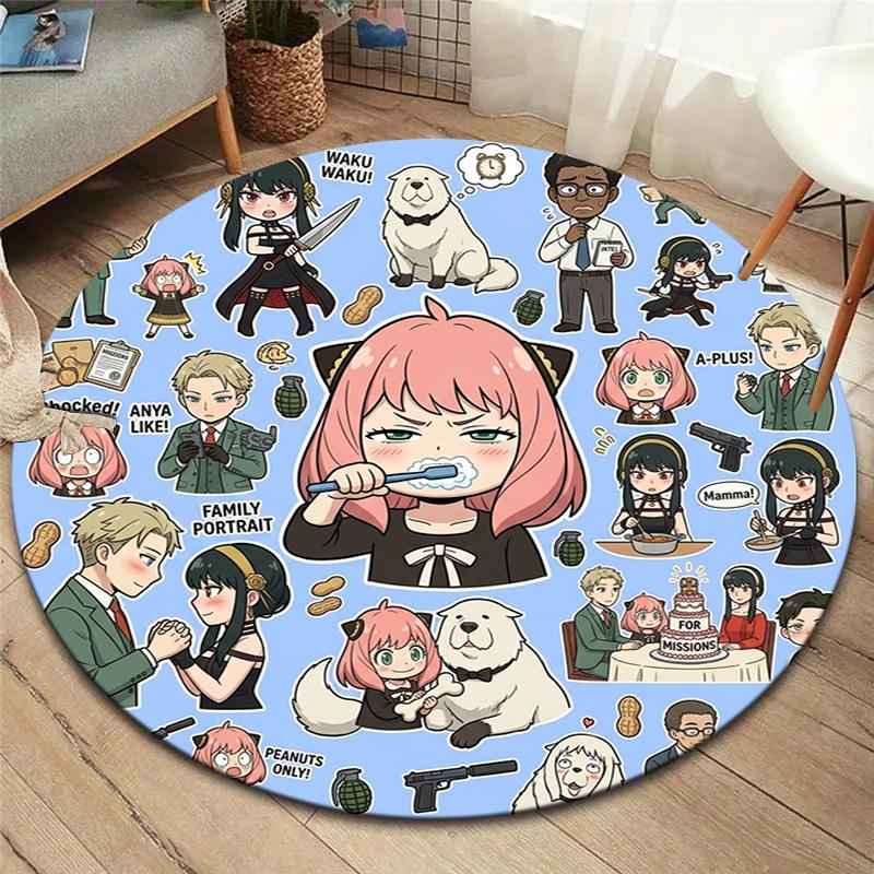 Spyxfamily Round Area Rug Carpet Rug For Living Room Bedroom Sofa Playroom Decor Nonslip Floor Mat