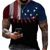 Summer Round Neck 3D American Independence Day Print Top Fashionable Casual Short Sleeved Men's T-shirts