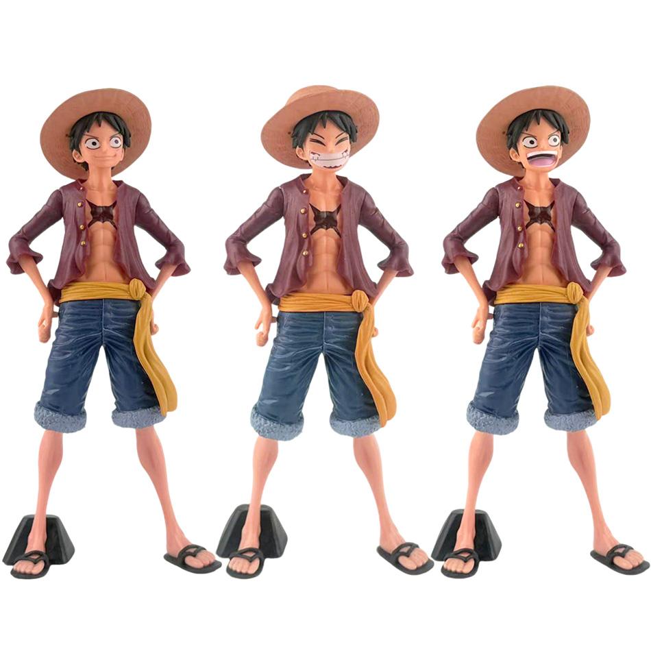 Аниме Фигурка One Piece Уверенный Улыбающийся Луффи Кукла с Меняющимися Лицами Три Формы Фигурка Действия Модель Игрушки Наборы ПВХ Модели Кукол