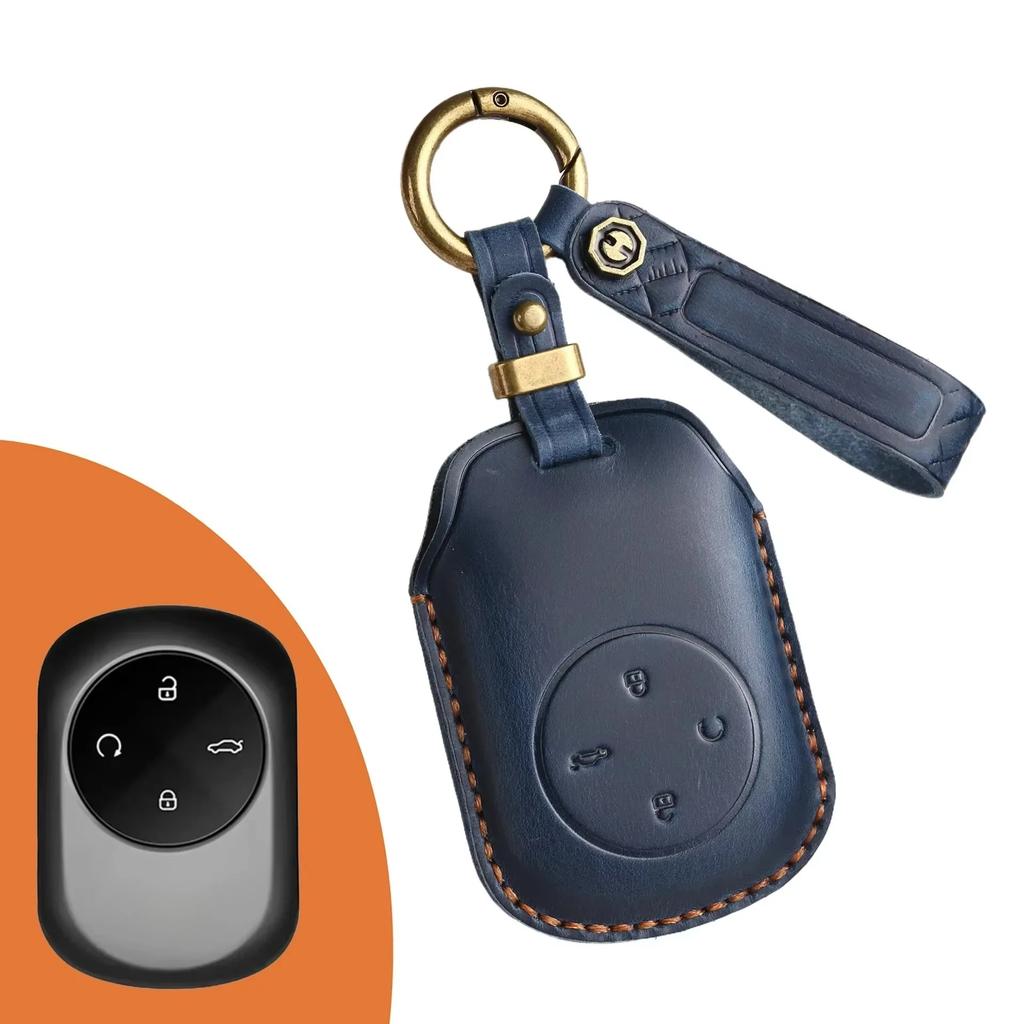 Leather Car Key Case Cover Holder Keychain Wallet Shell for Chery Fulwin T9 2024 Remote Key Cover Holder