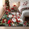 2D Digital Print Snowman Mix‑Pattern Rug, Festive Home & Commercial Decor Mat for Living Room Bedroom Bedside Entryway