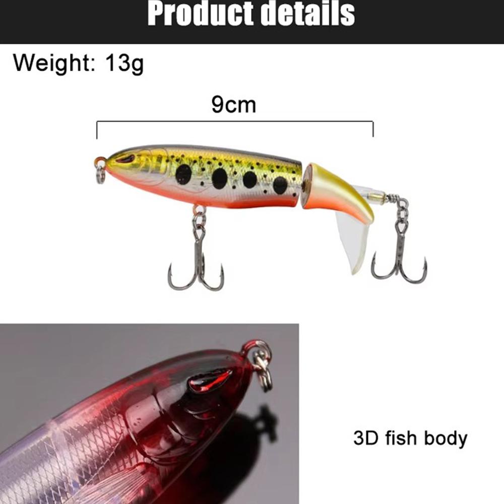 1 шт. 9 см/13 г. Верхняя водная попперная рыболовная приманка, искусственная жесткая приманка, 3D-глаза, мягкие вращающиеся хвостовые воблеры, рыболовные снасти Pesca