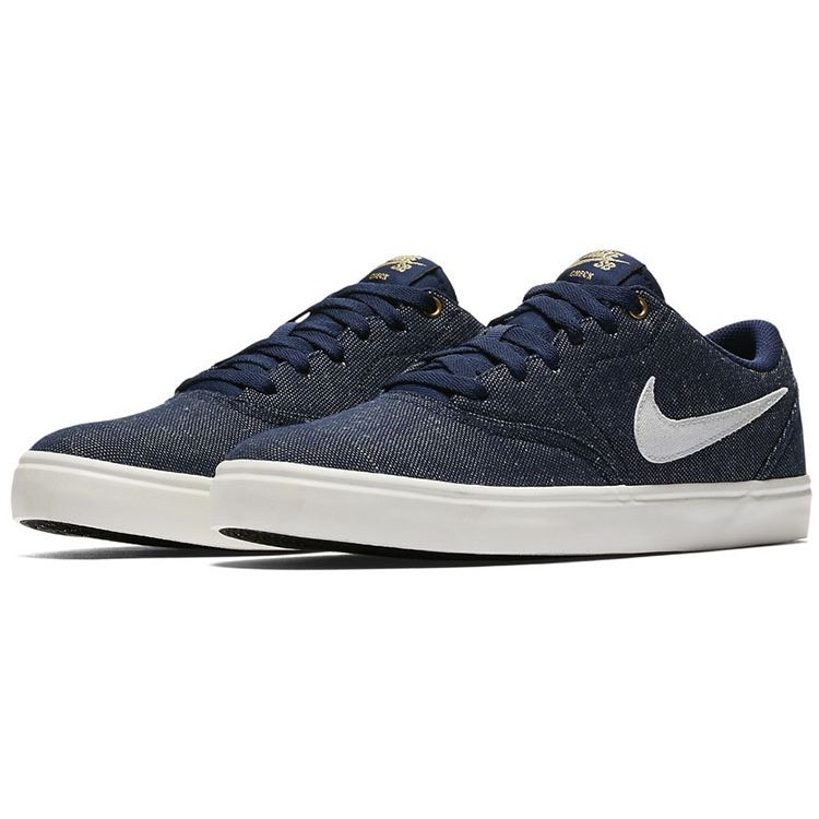 Nike SB Check Solar Canvas Премиальные Слипоны Нескользящие Амортизирующие Прочные Легкие Низкие Кеды для Скейтбординга Унисекс Кеды для Скейтбординга Джинсово-синий 844493-411